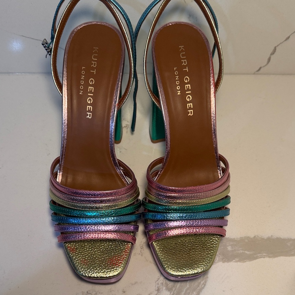 Kurt Geiger Vibrant Strappy Heels - Pink, Green, Gold